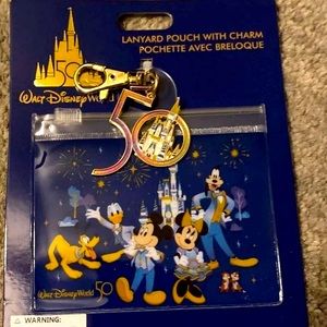 2021 Walt Disney World Parks 50th Anniversary Lanyard Pouch & Charm NEW